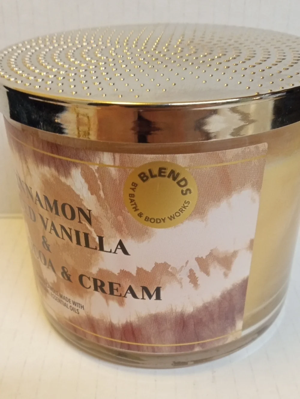 Candle Cinnamon Spiced Vanilla & Hot Cocoa & Cream Bath & Body Works 3 Wick